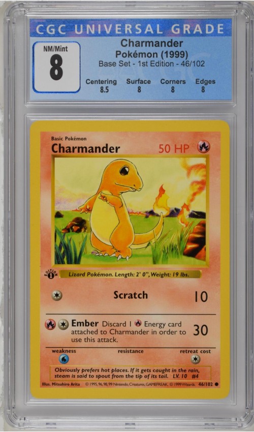 Charmander #46/102 - Base Set - 1st Edition - CGC 8.0 Charmander #46/102 - Base Set - 1st Edition - CGC 8.0