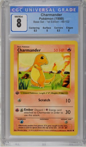 Charmander #46/102 - Base Set - 1st Edition - CGC 8.0