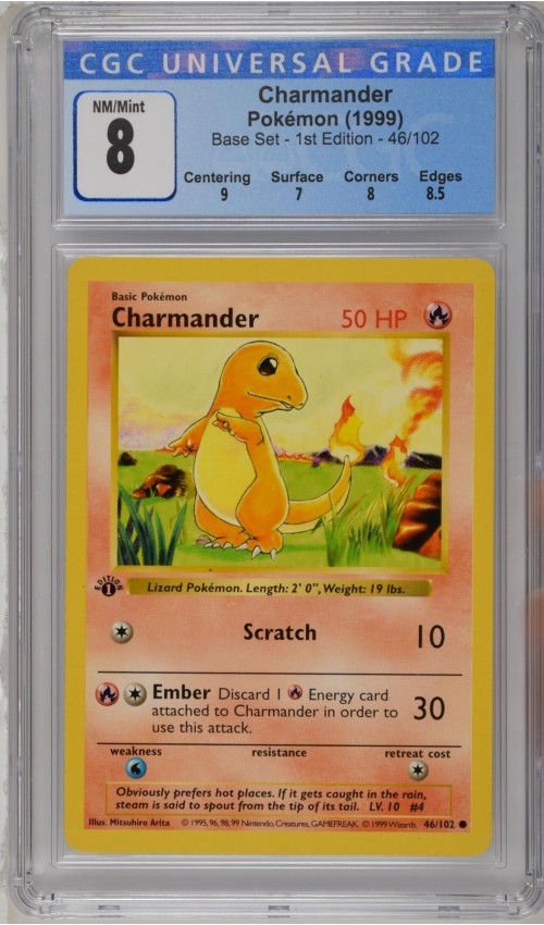 Charmander #46/102 - Base Set - 1st Edition - CGC 8.0 Charmander #46/102 - Base Set - 1st Edition - CGC 8.0
