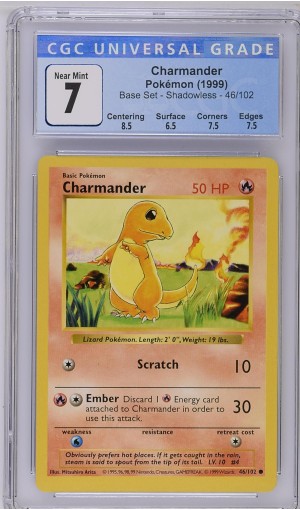 Charmander #46/102 - Base Set - Shadowless - CGC 7.0