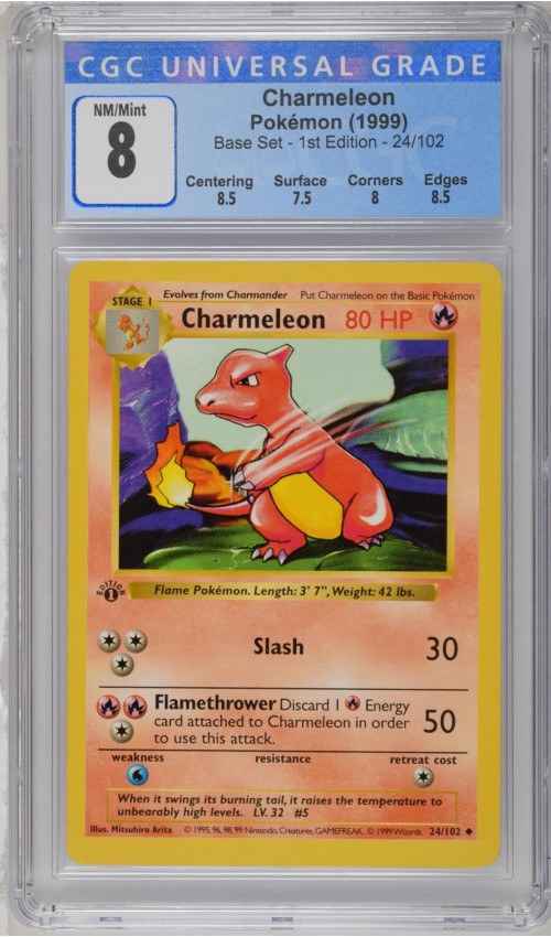 Charmeleon #24/102 - Base Set - 1st Edition - CGC 8.0
