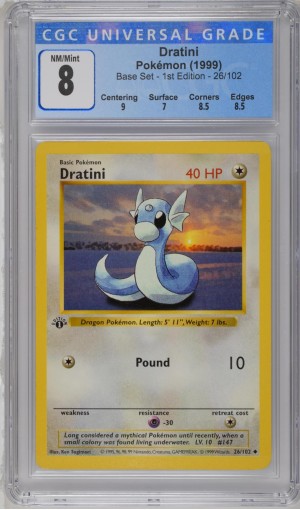 Dratini #26/102 - Base Set - 1st Edition - CGC 8.0