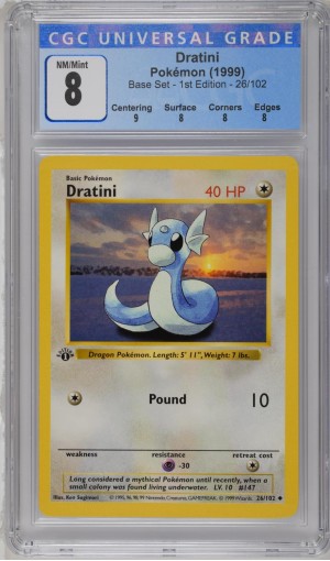 Dratini #26/102 - Base Set - 1st Edition - CGC 8.0
