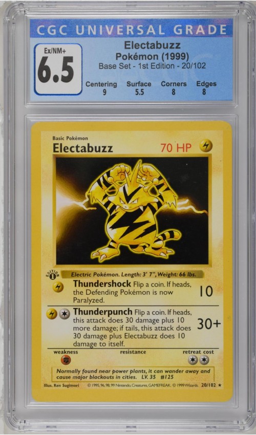 Electabuzz #20/102 - Base Set - 1st Edition - CGC 6.5 Electabuzz #20/102 - Base Set - 1st Edition - CGC 6.5