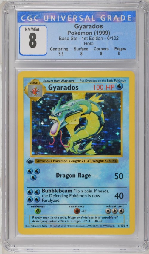 Gyarados #6/102 - Base Set - 1st Edition - CGC 8.0