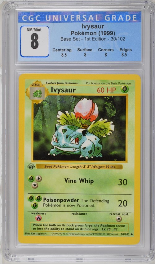 Ivysaur #30/102 - Base Set - 1st Edition - CGC 8.0