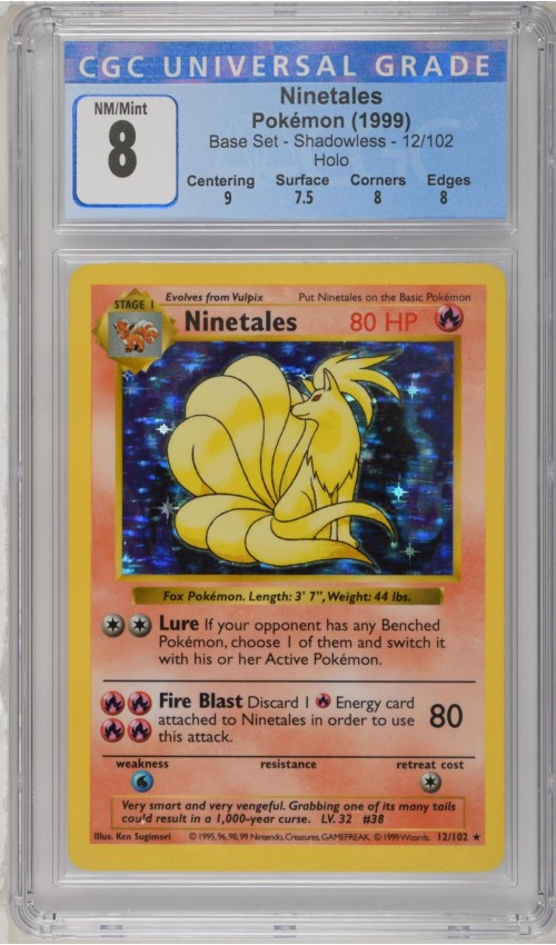 Ninetales #12/102 - Base Set - Shadowless - CGC 8.0 Ninetales #12/102 - Base Set - Shadowless - CGC 8.0