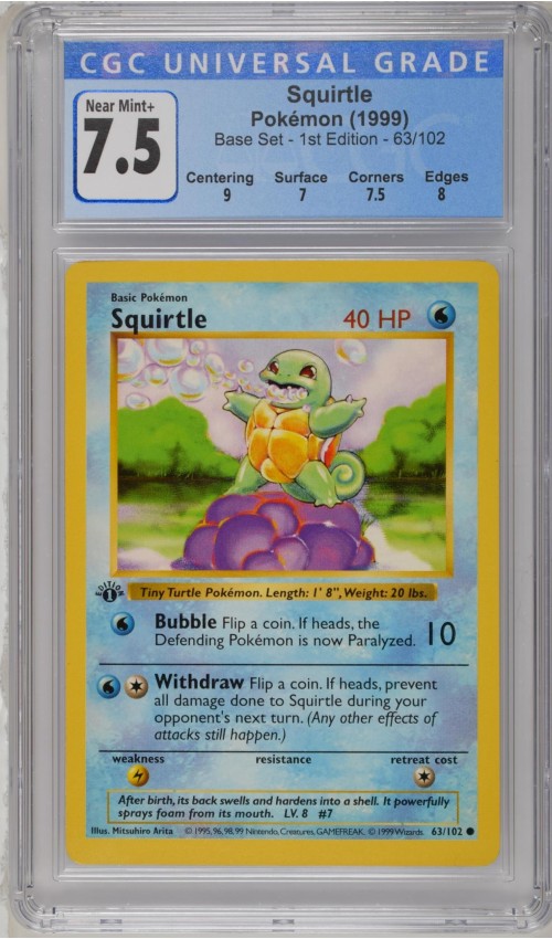 Squirtle #63/102 - Base Set - 1st Edition - CGC 7.5 Squirtle #63/102 - Base Set - 1st Edition - CGC 7.5