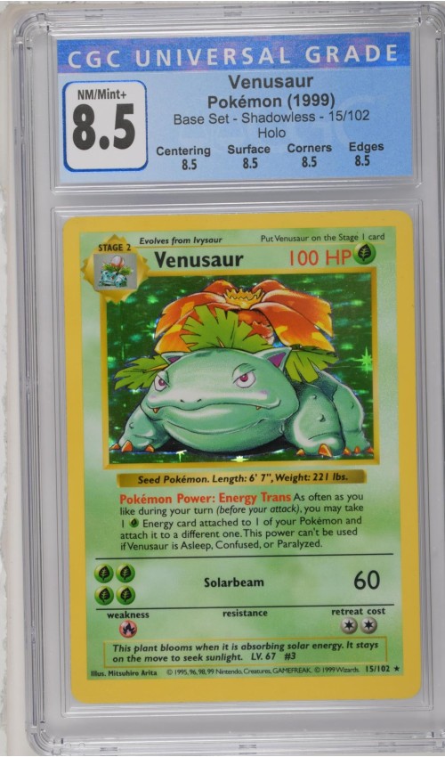 Venusaur #15/102 - Base Set - Shadowless - CGC 8.5 Venusaur #15/102 - Base Set - Shadowless - CGC 8.5